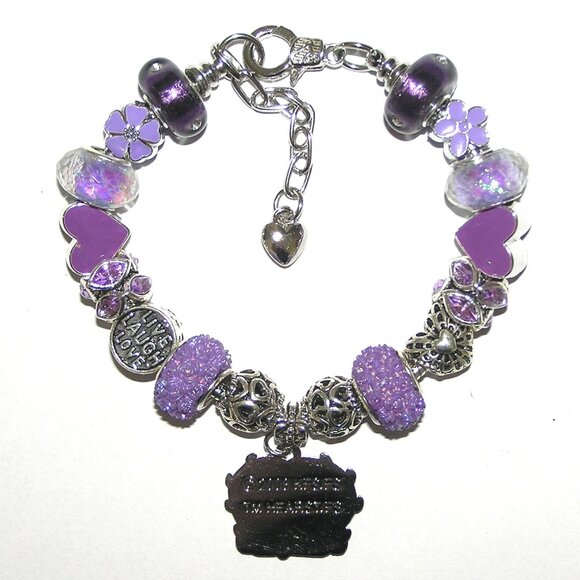Betty Boop Bracelet With European Beads w/Rare Fleischer Betty Purple Hair Charm - Picture 6 of 7